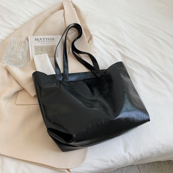 

designer bags women 3 colours plain pu vintage tote shoulder fashion bag