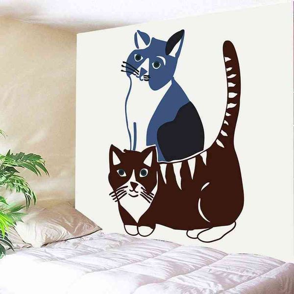 Nordic Einfache Bunny Kunst Katze Tapisserie Hintergrund Stoff Wand Tuch Teppich Schlafzimmer Zimmer Fuchs Blume Dekorative Teppiche Hängen J220804