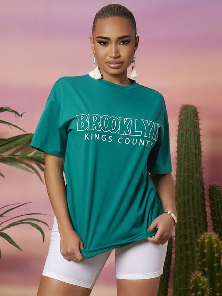 

sxy letter graphic drop shoulder tee r5ym#, White