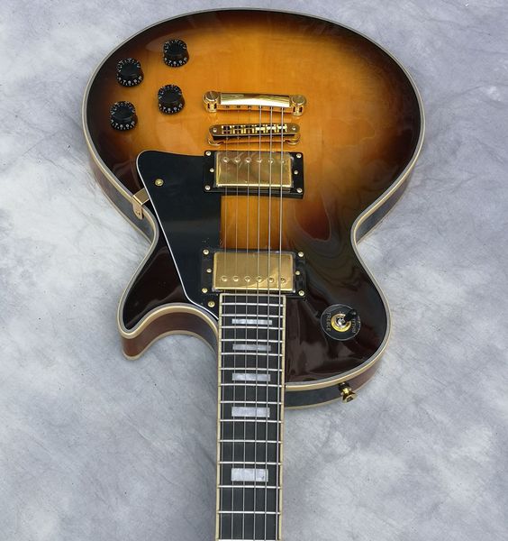 

2022electric guitar 70s sunburst solid maple cap 1 pc body and neck ebony fingerboard frets binding