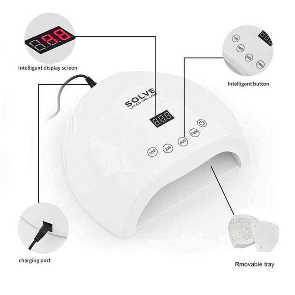 Nxy Lampada per unghie portatile professionale 48w Essiccatore UV a LED per polimerizzare lo smalto gel con sensore intelligente per manicure Quick Dry 220624