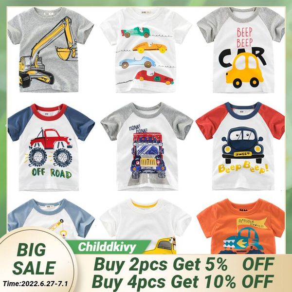 

boys amp girls cartoon t-shirts children summer short sleeve t-shirt 100 cotton clothing kids truck t shirt for, Blue