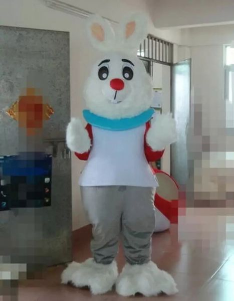 Белый кролик талисман костюм мультфильм снег человека тема персонаж карнавал фестиваль модное платье рождественские взрослые размеры рождения вечеринка на открытом воздухе