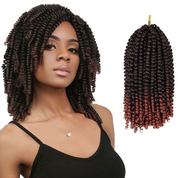 Spring Twist Hair Crochet Braids Ombre Passion Twists 8 12 Zoll synthetisches Flechthaar für Faux Locs, Farbe 1B 30 613 350