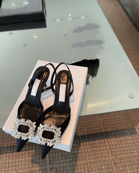 

black white sandals new jimes pointed diamond silk crystal clasp high heel sandals women's heels