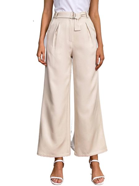 

belted wide leg pants w3gs#, Black;white