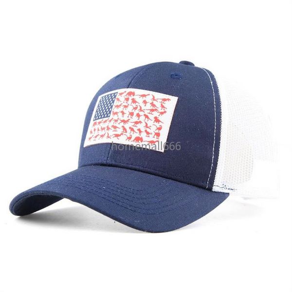 DHL Fashion Black Hats Washed Mesh Back USA Flags Dinosaur Hollow Messy Bun Cotton Baseball Cap Trucker Hat Summer Sun Caps AA