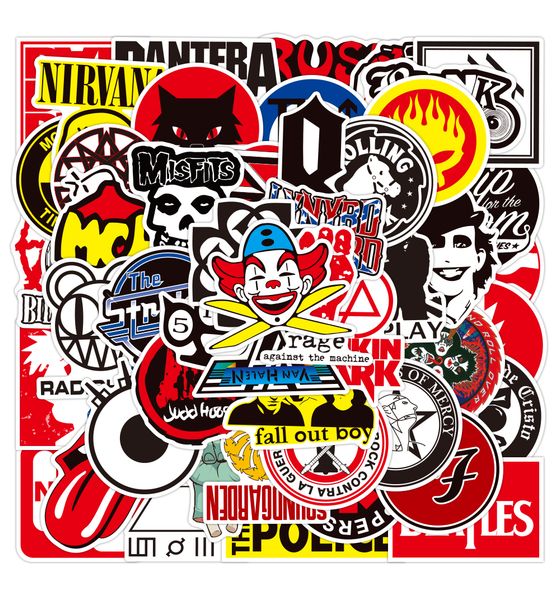 

50pcs rock style aesthetics mixed graffiti stickers for water bottle guitar diy phone case lapluggage skateboard bike car waterproof decals