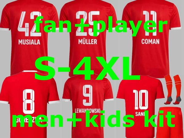 

fans player soccer jersey 22 23 lewandowski sane kimmich coman muller davies football shirt men kids sets kit 2022 2023 uniform musiala gore, Black;yellow