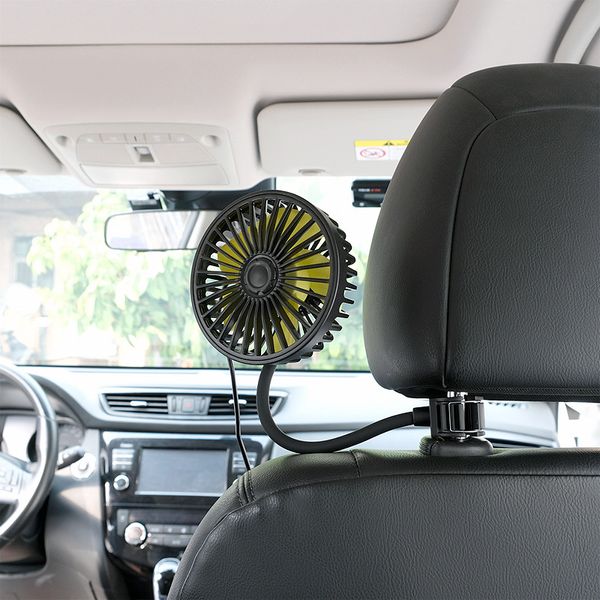 Ventilador de carro ajustável de 360 graus, 12v 24v, universal, usb, painel traseiro, banco traseiro, 3 velocidades, refrigerador de ar automático para summer317i