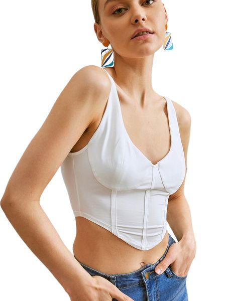 

seam detail asymmetrical hem tank w1lt#, White