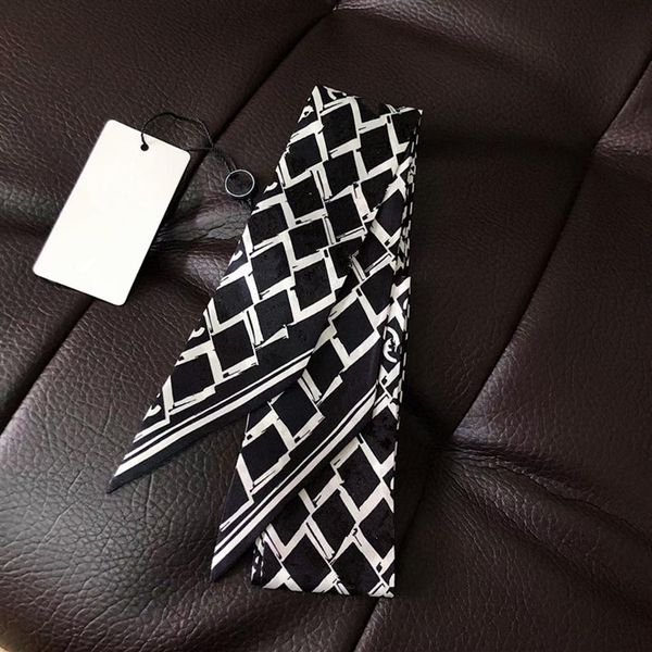 

fashion print small bandeaus scarf 120x6cm 100% silk ribbon scarves neckerchief long length neckscarf hair riband bag handle handb221w, Blue;gray