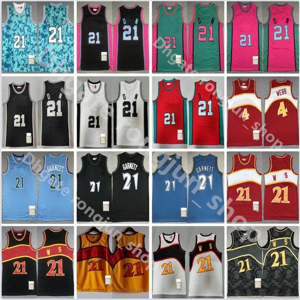 

mitchell and ness mens retro stitched basketball spud 4 webb tim 21 duncan kevin garnett jerseys vintage quality, Black;red