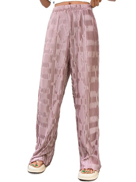 

dazy solid textured elastic waist pants a2oz#, Black;white