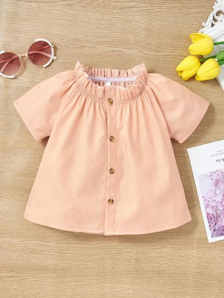 

baby frilled neck blouse she, Blue