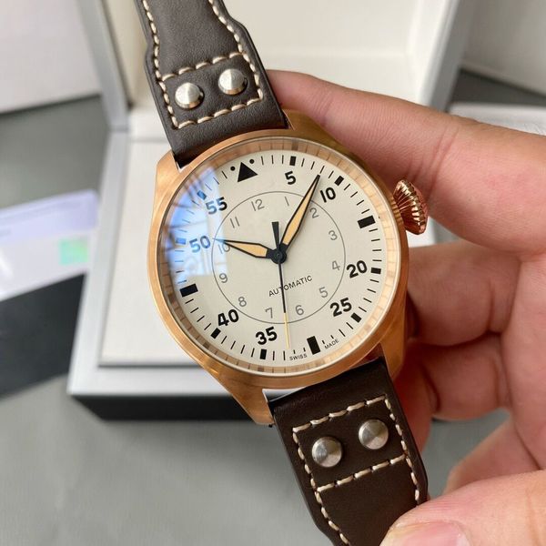 

vintage men's watches 43mm automatic mechanical chronograph sapphire watch, Slivery;brown