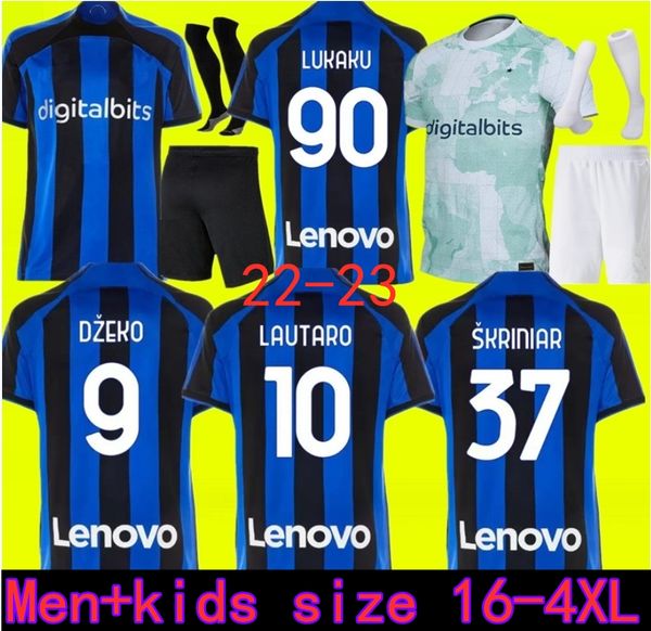 

lukaku soccer jersey 22 23 barella lautaro inters alexis dzeko correa away third milans uniforms football shirt 2022 2023 men kids kit, Black;yellow