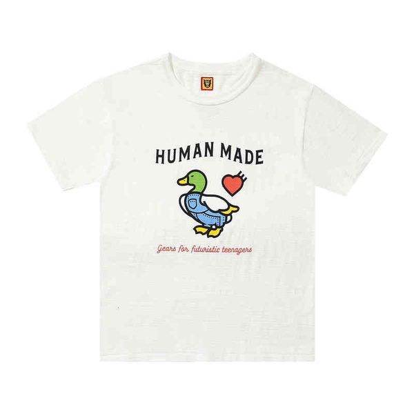 

made human street casual cartoon denim duck loose large t-shirt, White;black