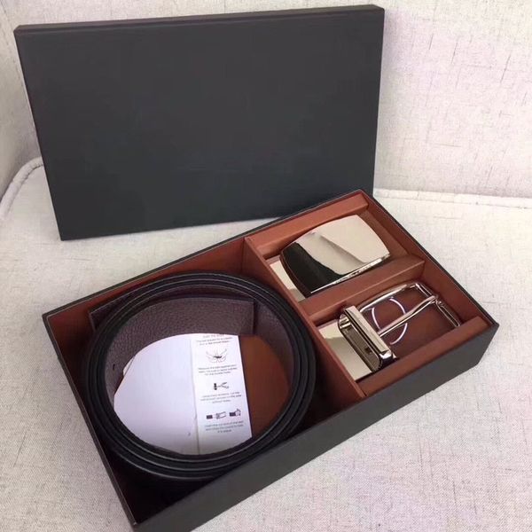 

2022 brand new designer classic silver buckle men's belt, Black;brown