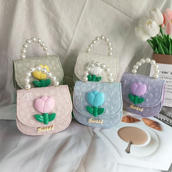Корейские детские кошельки и сумочки мини -мешки по кроссу для девочек цветочная детская сумочка детская вечеринка подарок
