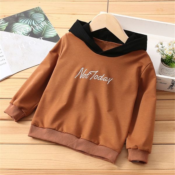 

spring hoodie childrens clothing korean kids sweatshirt loose solid color round neck longsleeved pullover hooded 220721, Black
