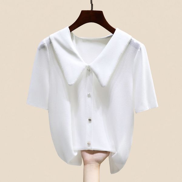 

women knit t shirt, White;black