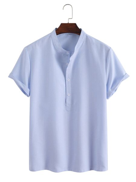 

men striped half button shirt y59h#, White;black