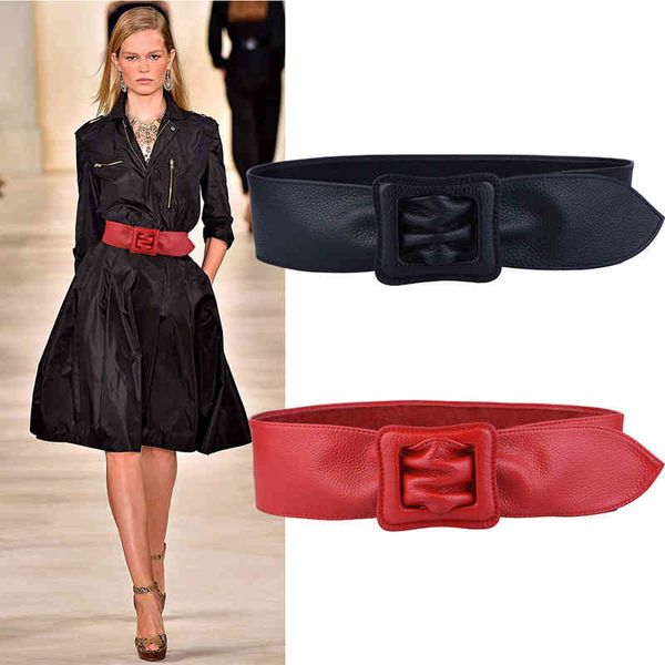 

belts autumn and winter sweater coat belt women's wide simple decoration cow leather waist cover soft black fashion phz8, Black;brown