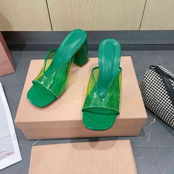 

simple pvc slippers women's summer slippers high-heeled open shoes modern slides zapatos de mujer, Black