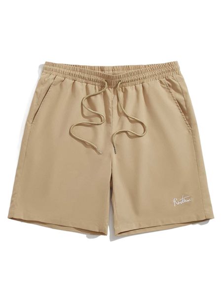 

men letter embroidery drawstring waist shorts g0xl#, White;black