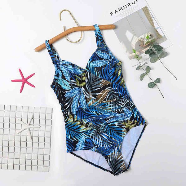 

leaf women's print pleated one piece swimsuit, White;black
