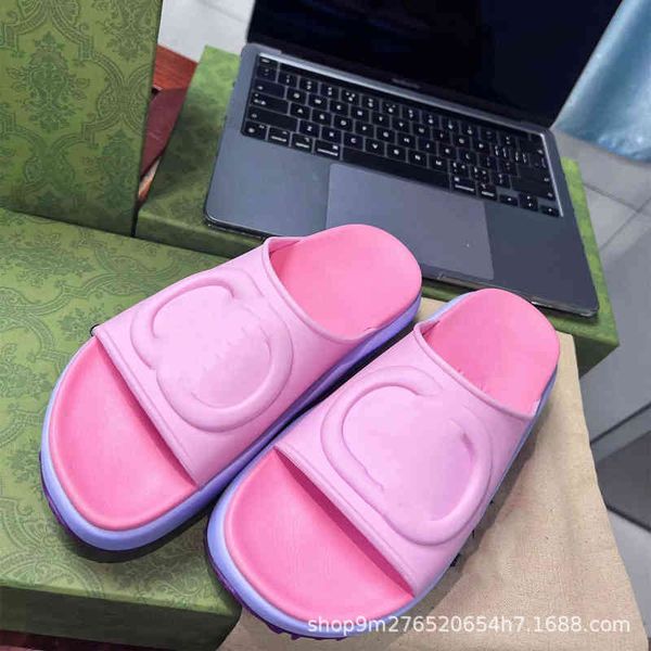 

slippers g family macarone color thick bottom slippers summer muffin height candy matching sandals women 107k, Black