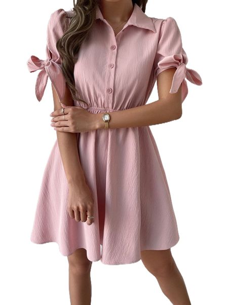 

knot cuff half button shirt dress 26co#, Black;gray