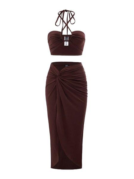 

tie back halter & twist front skirt 64x2#, White