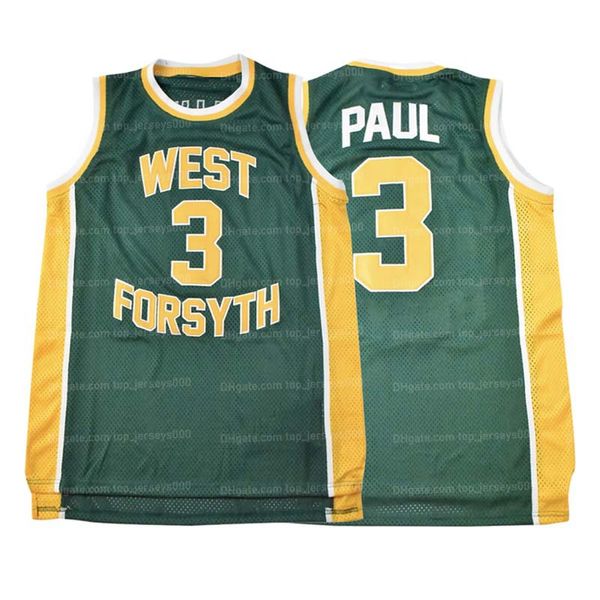 Benutzerdefiniertes klassisches Paul High School-Basketballtrikot für Herren, vollständig genäht, grün, Größe S-4XL, Name und Nummer, Top-Qualität