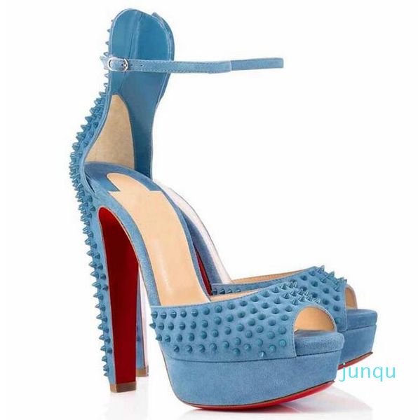 

2022-Perfect Designer Fifty Spikes Sandals Sexy Shoes Summer Fashion Lady High Heels Luxurious Brands Comfort Platform Pumps EU35-43