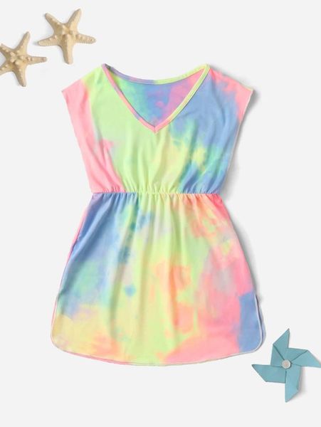 

toddler girls tie dye ruched cover up she, Blue