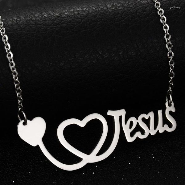 Anhänger Halsketten 1 stück Edelstahl Kreuz Ich Liebe Jesus Gnade Vertrauen Kette Halskette Frauen Männer Modeschmuck Geschenk WholesalePendant Godl22