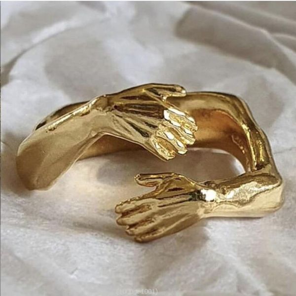 

vintage romantic love hug carved hand ring love forever adjustable hand hug ring for women men fashion aesthetic jewelry gc888, Silver