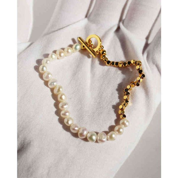 

bracelets vacuum ins niche fashion temperament fresh water pearl stitched gold ot buckle hand ornament female 428, Golden;silver