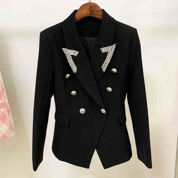 

women's suits & blazers 2022 star jacket collar tip nail bead diamond fashion double breasted slim suit lx6j, White;black