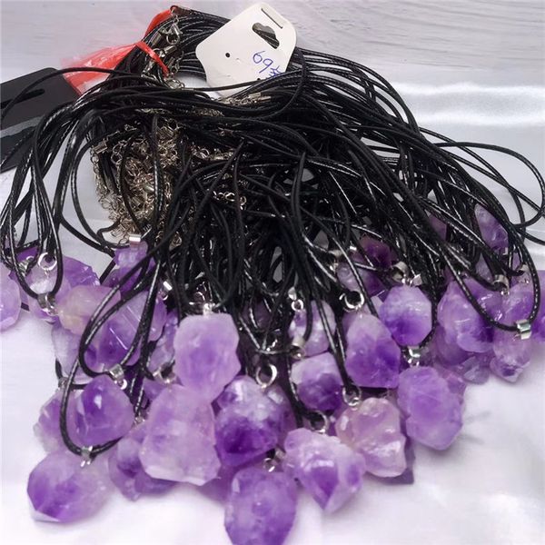

crystals bulk wholesale amethyst crystal amethyst cluster rock pendant necklace for women, Silver