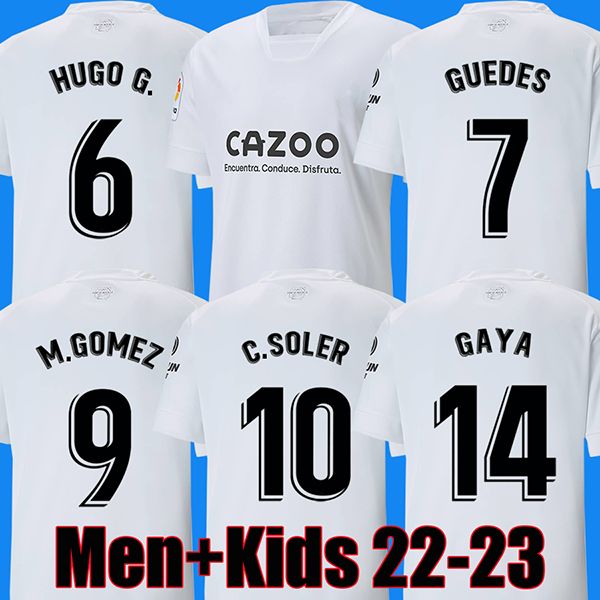 

22 23 valencia soccer jersey guedes soler gomez mens uniforms kids kit costa bryan gaya football shirt, Black;yellow