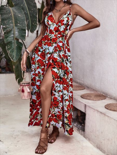

floral print tie side wrap dress k04i#, Black;gray