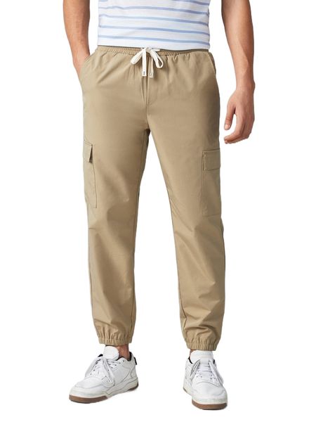 

men flap pocket drawstring waist pants w4ml#, Black