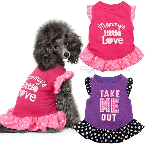Abiti per cani Cute Girl Female Pets Dress Abbigliamento per cani Camicia per cuccioli di mamma Gonna per cagnolini Abiti estivi per cani e gatti A330 all'ingrosso