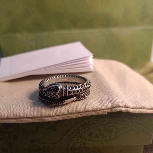 

2023 designer new jewelry ring sterling silver double nostalgic snake ring hand