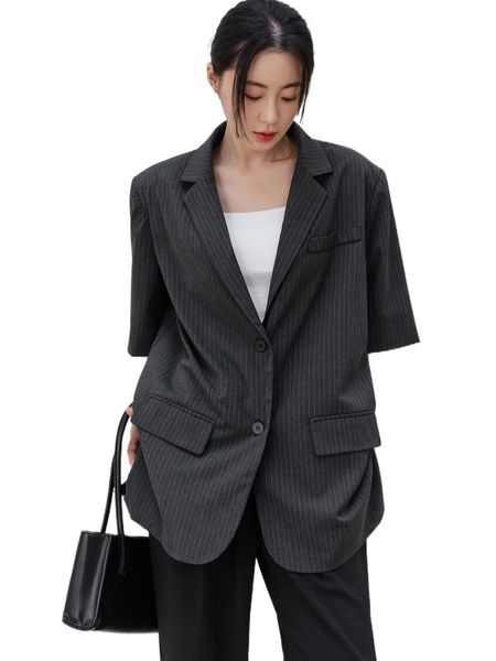 

dazy-less pinstriped single breasted blazer w34z#, White
