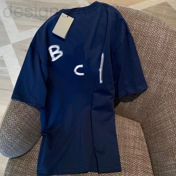 

women's t-shirt designer 22 summer paris front and back graffiti sketch letter printing lazy style men's women's casual short, White