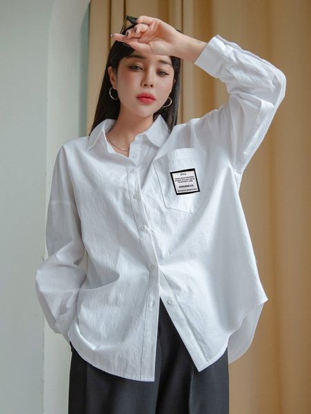 

dazy patch detail drop shoulder blouse d9j0#, White